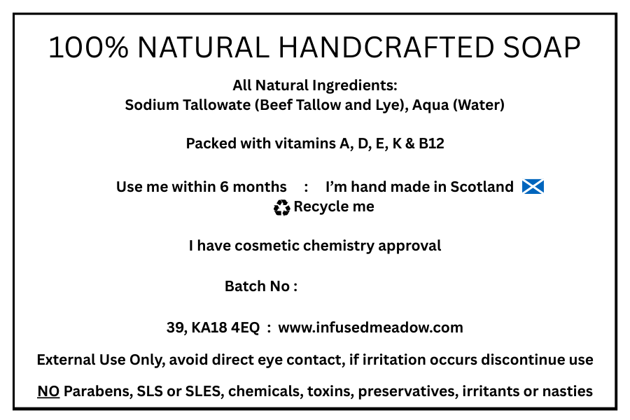 Pure Tallow Soap Bar, handmade, all natural, unscented