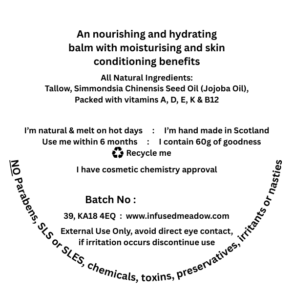 Tallow body balm, Unscented, all natural, hand made, suitable for all skin types