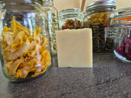 All Natural Olive Oil & Coconut Soap Bar, handmade, Lemon & Clay