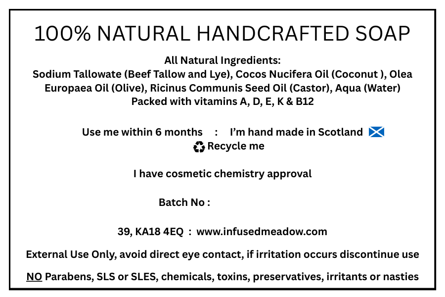 Lux Tallow Soap Bar, handcrafted, all natural, unscented