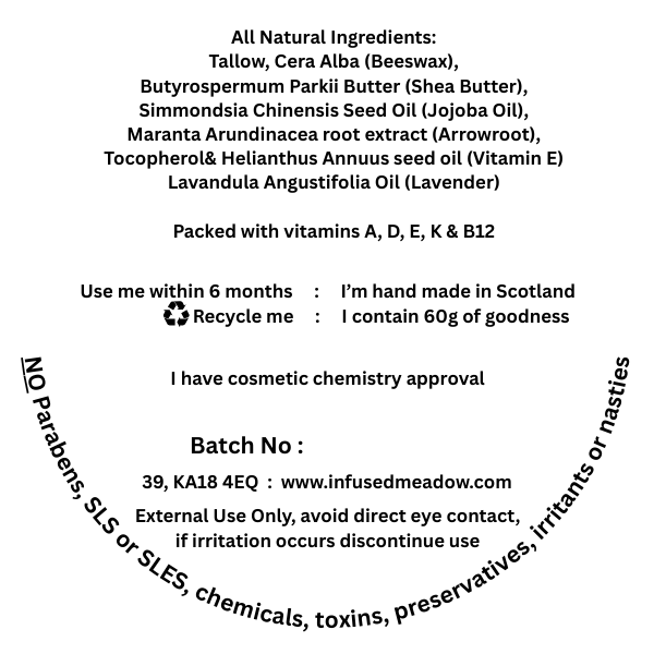 Tallow Lotion Bar, Lavender, all natural, suitable for all skin types