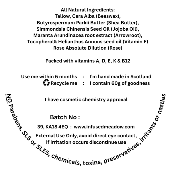 Tallow Lotion Bar, Rose, all natural, suitable for all skin types