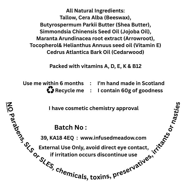 Tallow Lotion Bar, Cedarwood, all natural, suitable for all skin types