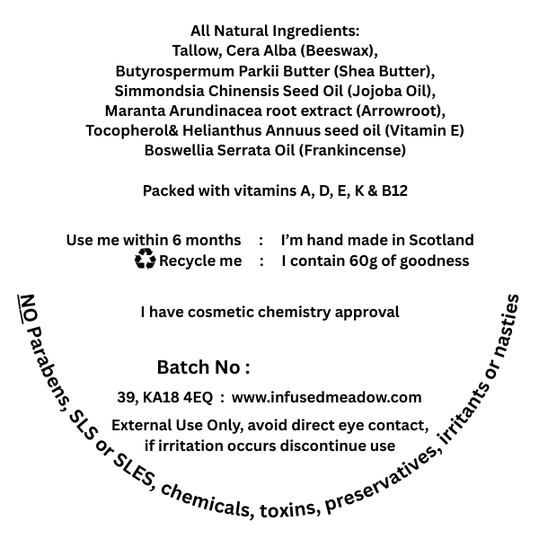 Tallow Lotion Bar, Frankincense, all natural, suitable for all skin types